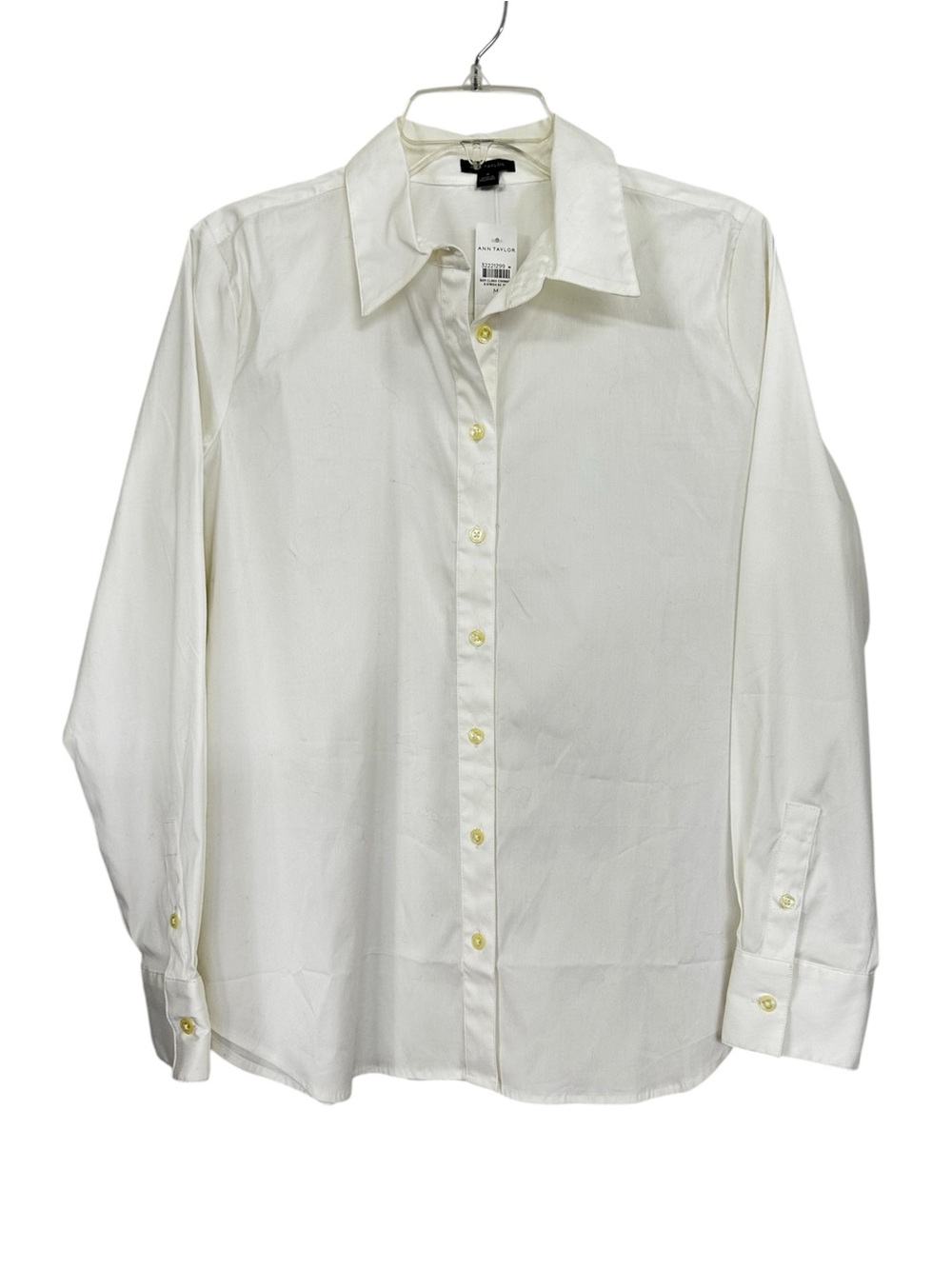 NWT Ann Taylor Shirt White Button Up Collared Long Sleeve Women’s Size Medium